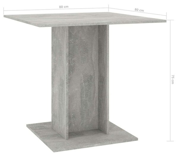 VidaXL Étkezőasztal - Beton Szürke - 80x80 cm