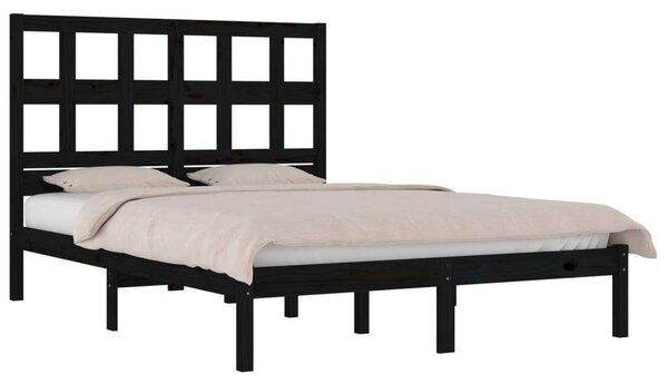 VidaXL Fekete Fenyőfa Ágykeret - 200x200 cm