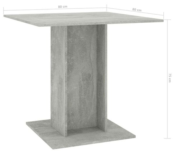 VidaXL Étkezőasztal - Beton Szürke - 80x80 cm
