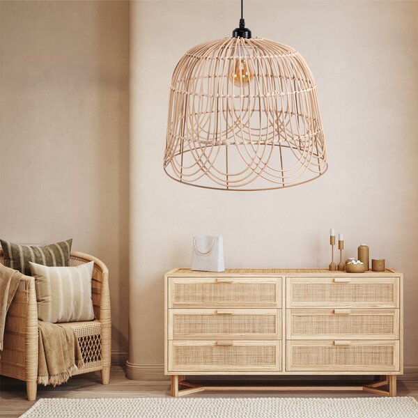 Toolight Toollight Boho, mennyezeti lámpa 40cm 1xE27 APP1352-1CP, fekete-natúr barna, OSW-05765