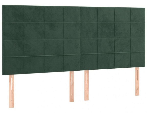 VidaXL sötétzöld bársony LED-es fejtámla 160x5x118/128 cm
