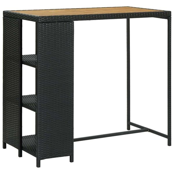 VidaXL Polyrattan Bárasztal Tárolóval - Fekete - 120x60x110 cm