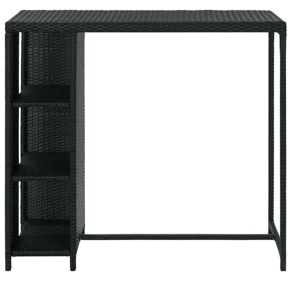 VidaXL Polyrattan Bárasztal Tárolóval - Fekete - 120x60x110 cm