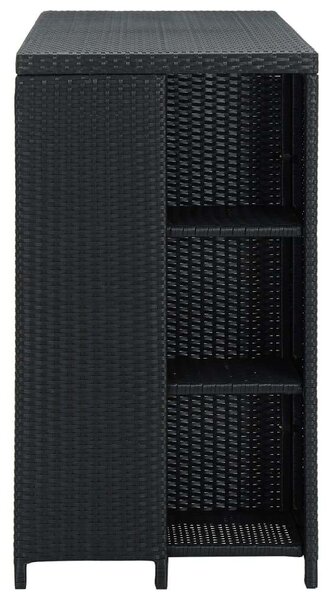 VidaXL Polyrattan Bárasztal Tárolóval - Fekete - 120x60x110 cm