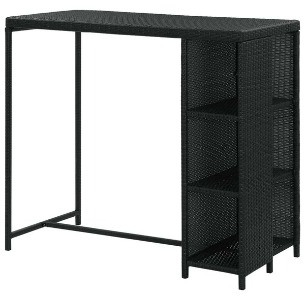 VidaXL Polyrattan Bárasztal Tárolóval - Fekete - 120x60x110 cm
