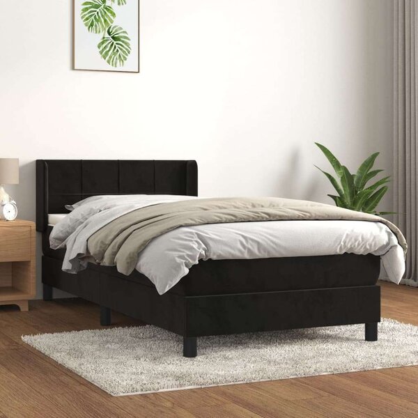 VidaXL Fekete Bársony Ágy Matraccal - 100x200 cm