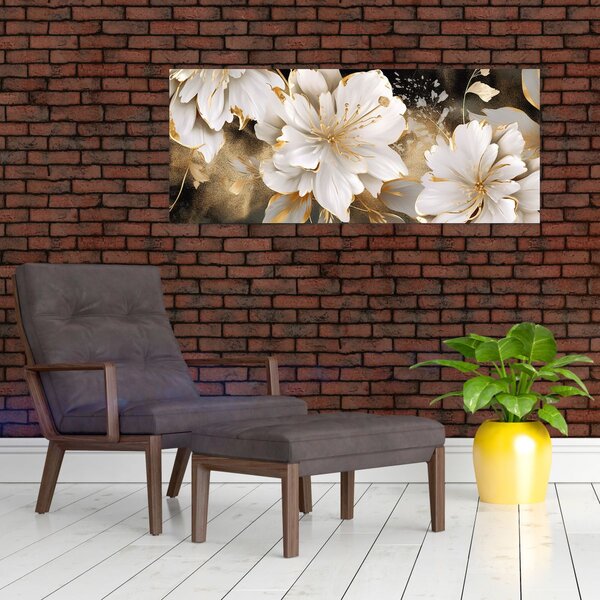 Kép - Virágok aranyban (120x50 cm)