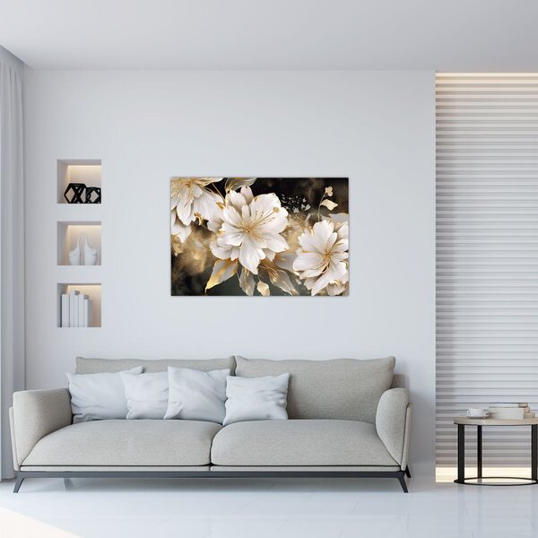 Kép - Virágok aranyban (90x60 cm)