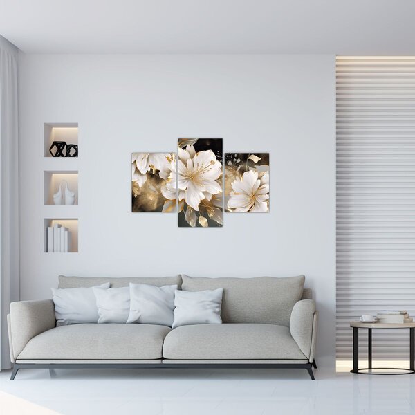 Kép - Virágok aranyban (90x60 cm)