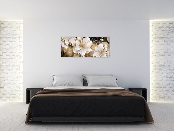 Kép - Virágok aranyban (120x50 cm)