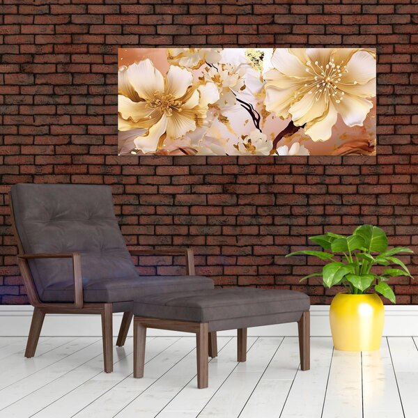 Kép - Arany virágok (120x50 cm)