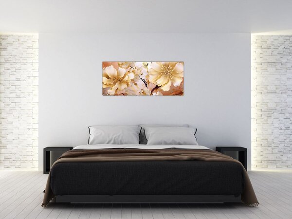 Kép - Arany virágok (120x50 cm)
