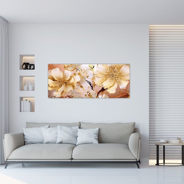 Kép - Arany virágok (120x50 cm)