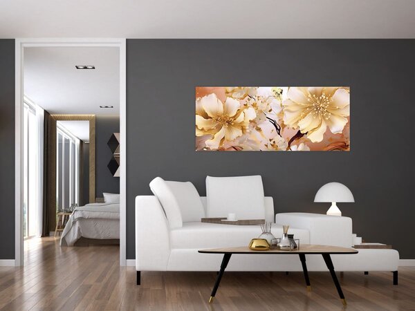 Kép - Arany virágok (120x50 cm)