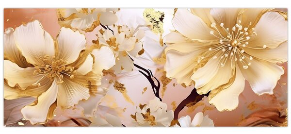 Kép - Arany virágok (120x50 cm)