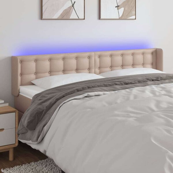 VidaXL cappuccino színű műbőr LED-es fejtámla 183x16x78/88 cm