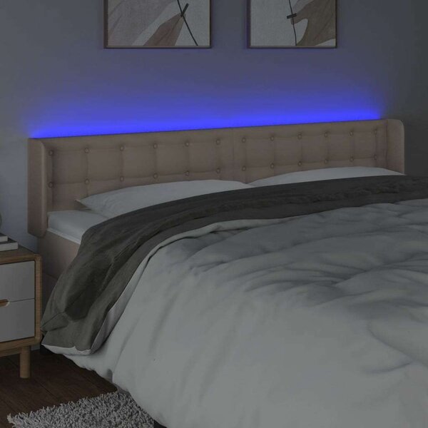 VidaXL cappuccino színű műbőr LED-es fejtámla 183x16x78/88 cm