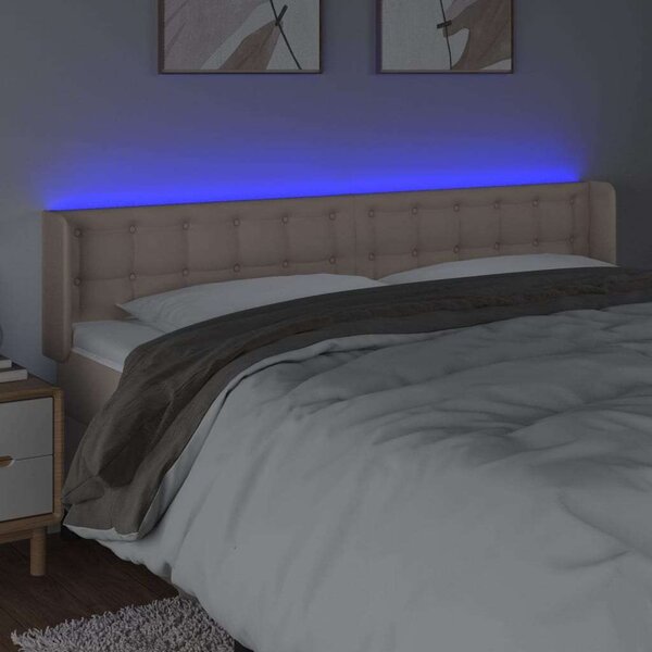 VidaXL cappuccino színű műbőr LED-es fejtámla 183x16x78/88 cm