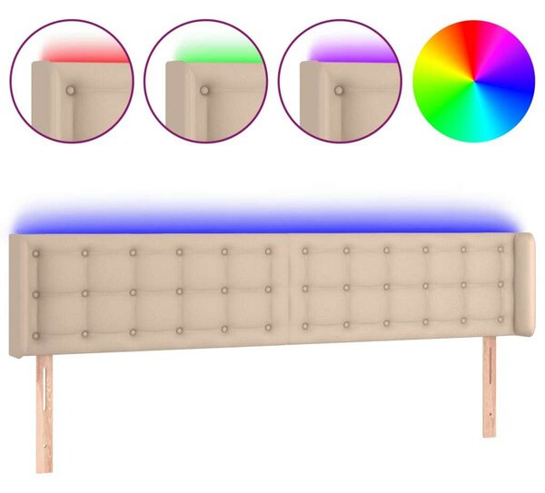 VidaXL cappuccino színű műbőr LED-es fejtámla 183x16x78/88 cm