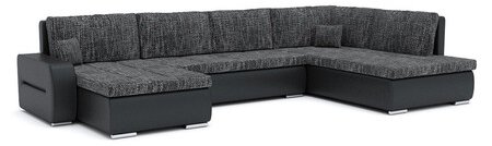 TORONTO 310/190 U alakú kinyitható kanapé Jobb Sötétszürke / fekete ökobőr