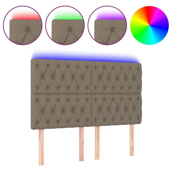 VidaXL tópszínű szövet LED-es fejtámla 160x7x118/128 cm