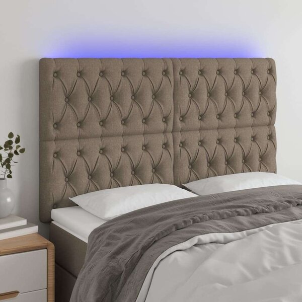 VidaXL tópszínű szövet LED-es fejtámla 160x7x118/128 cm