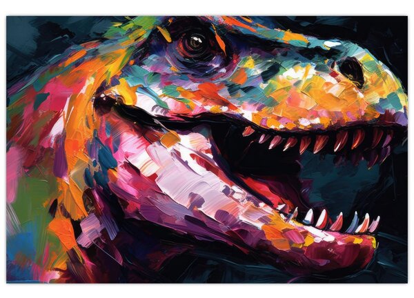 Kép - Dinoszaurusz, festészet (90x60 cm)