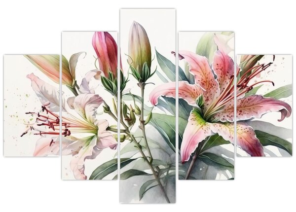 Kép - Liliomok, illusztrációk (150x105 cm)