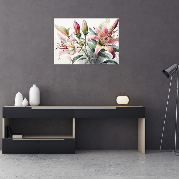 Kép - Liliomok, illusztrációk (70x50 cm)