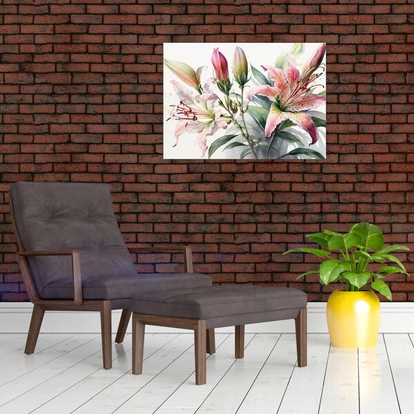 Kép - Liliomok, illusztrációk (70x50 cm)