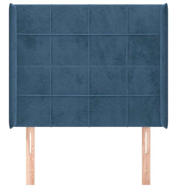 VidaXL sötétkék bársony fejtámla szárnyakkal 203x23x118/128 cm
