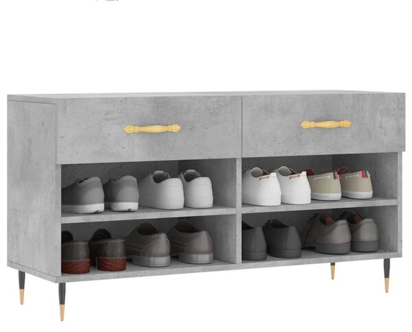 Betonszürke szerelt fa cipőpolc 102 x 35 x 55 cm