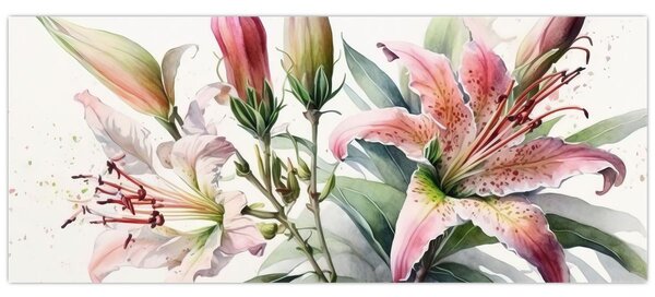 Kép - Liliomok, illusztrációk (120x50 cm)