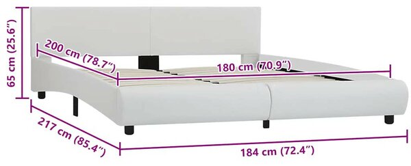 VidaXL fehér LED-es műbőr ágykeret 180 x 200 cm