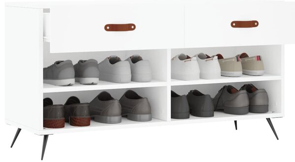 Fehér szerelt fa cipőpolc 102x35x55 cm