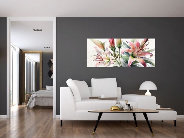 Kép - Liliomok, illusztrációk (120x50 cm)