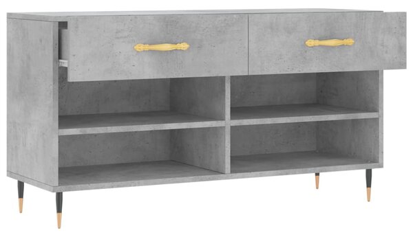 Betonszürke szerelt fa cipőpolc 102 x 35 x 55 cm