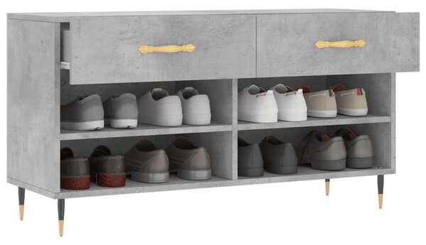 Betonszürke szerelt fa cipőpolc 102 x 35 x 55 cm