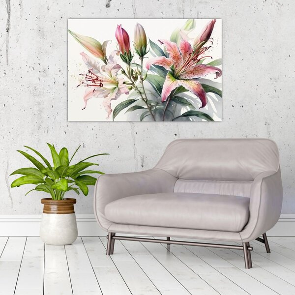 Kép - Liliomok, illusztrációk (90x60 cm)