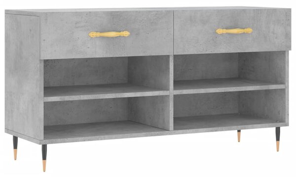 Betonszürke szerelt fa cipőpolc 102 x 35 x 55 cm