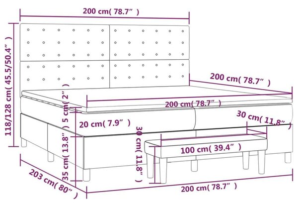 VidaXL Kék Rugós Ágy Matraccal - 200x200 cm