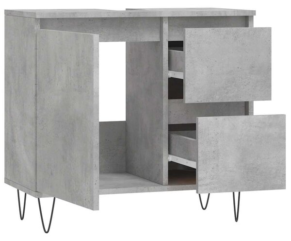 Betonszürke szerelt fa fürdőszobaszekrény 65 x 33 x 60 cm
