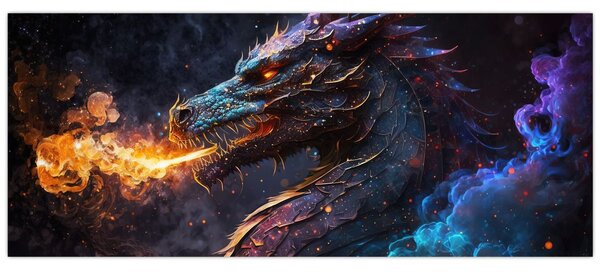 Kép - Lángokat köpködő sárkány (120x50 cm)