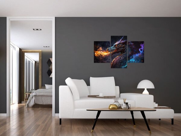 Kép - Lángokat köpködő sárkány (90x60 cm)