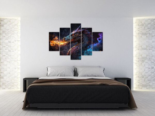 Kép - Lángokat köpködő sárkány (150x105 cm)