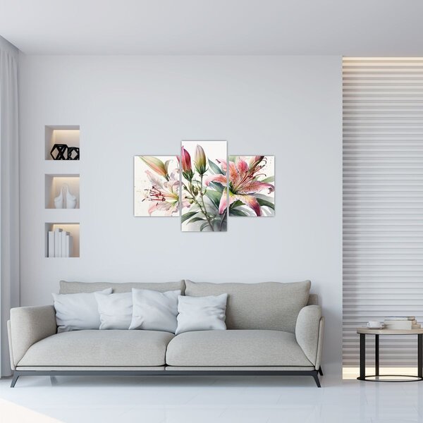 Kép - Liliomok, illusztrációk (90x60 cm)