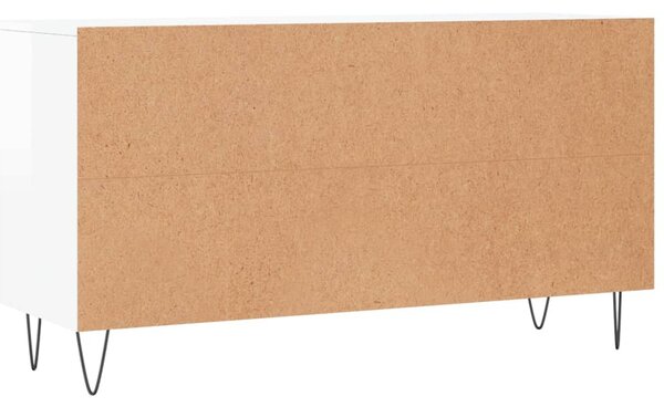 Magasfényű fehér szerelt fa cipőpolc 102x35x55 cm
