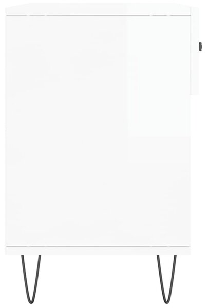 Magasfényű fehér szerelt fa cipőpolc 102x35x55 cm