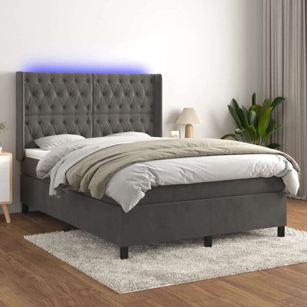 VidaXL - Bársony Ágy LED-del - 140x190 cm