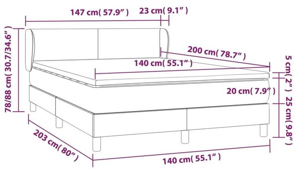 VidaXL cappuccino színű műbőr rugós ágy matraccal 140 x 200 cm